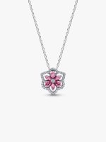 Herbarium Sparkling Pink Flower Pendant Necklace