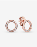 Sparkling Circle Stud Earrings- Rose
