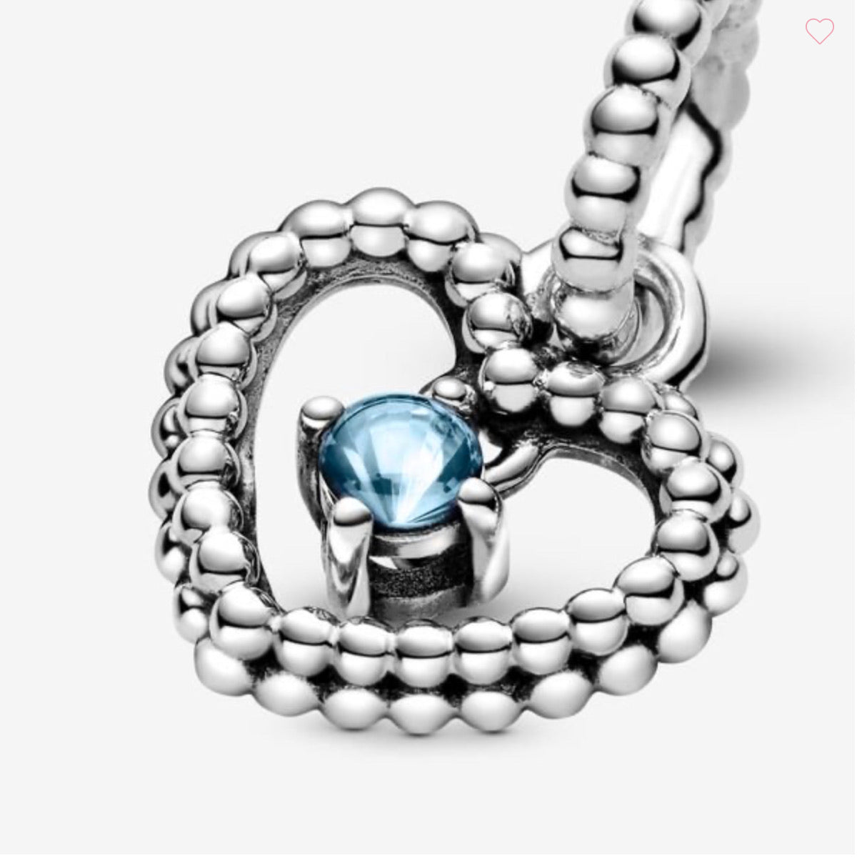 Aqua Blue Beaded Heart Dangle Charm (December) - Image 4