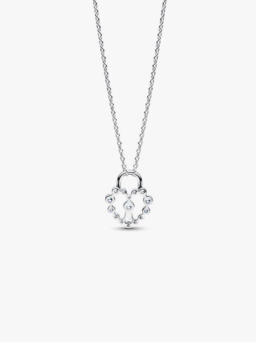 Sparkling Heart Padlock Pendant Necklace - Image 3