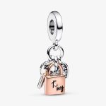 Two-tone Key, Padlock, & Heart Dangle Charm
