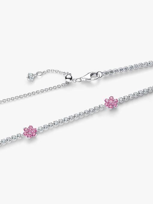 Pink Flower Tennis Necklace - Image 2