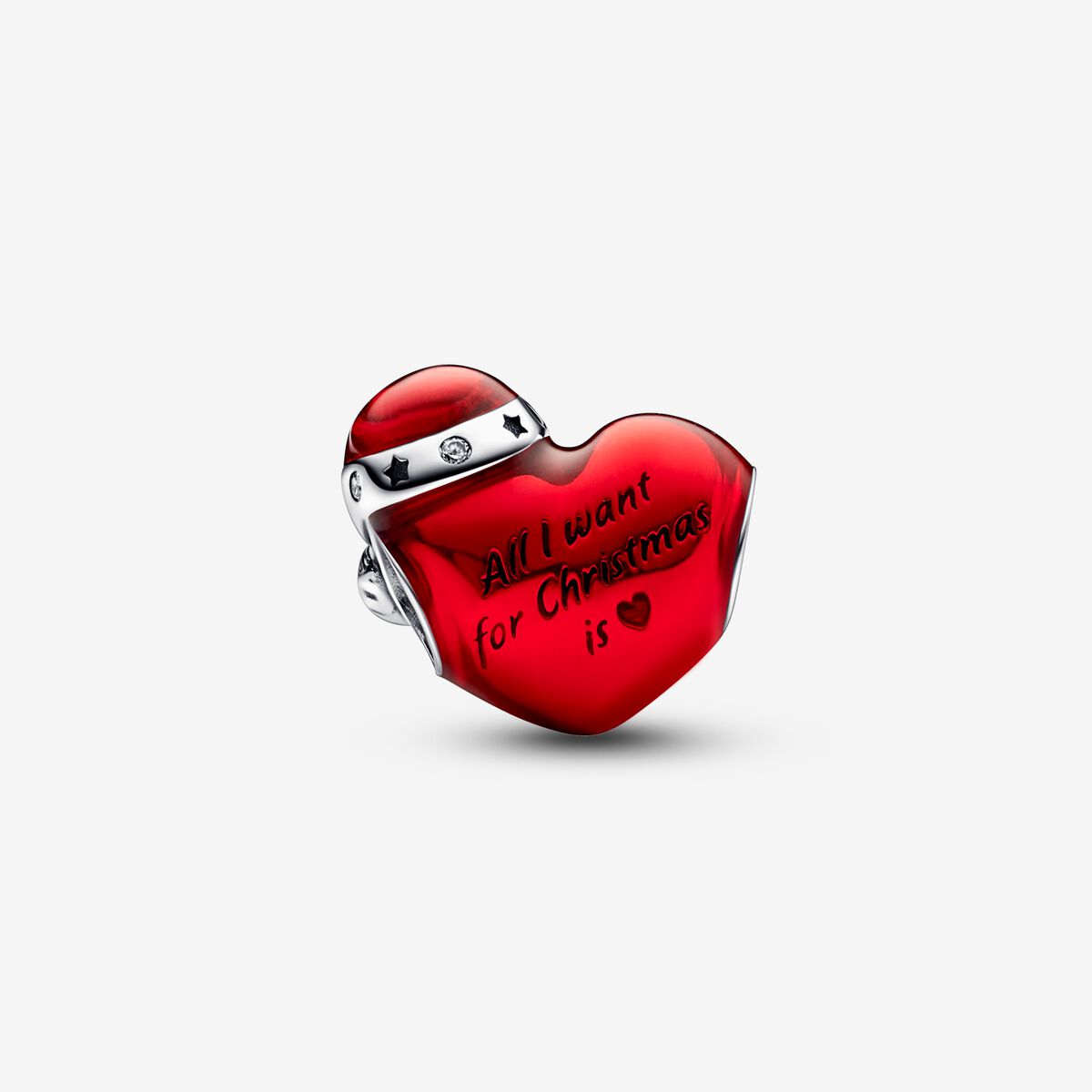 Metallic Red Christmas Heart Charm - Image 2
