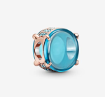 Rose Blue Oval Cabochon Bead