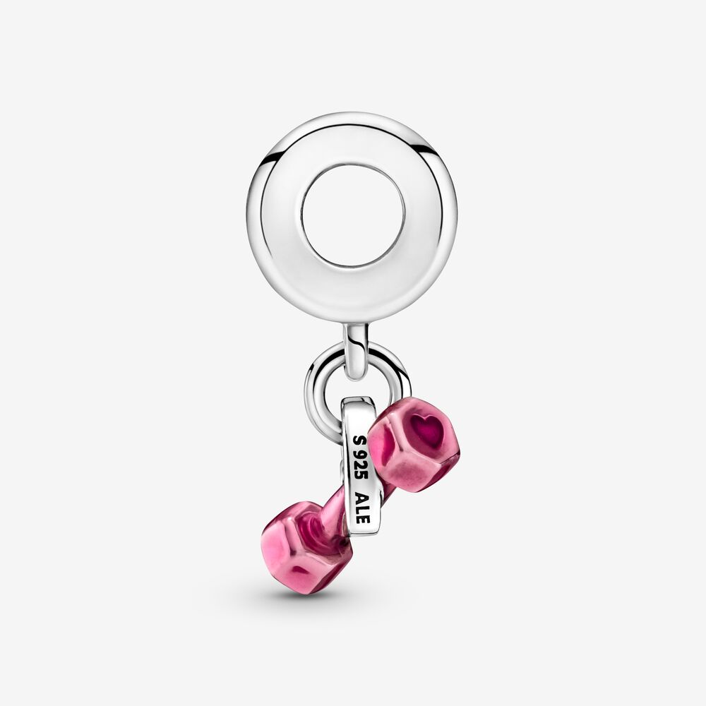 Dumbbell & Heart Dangle Charm - Image 2