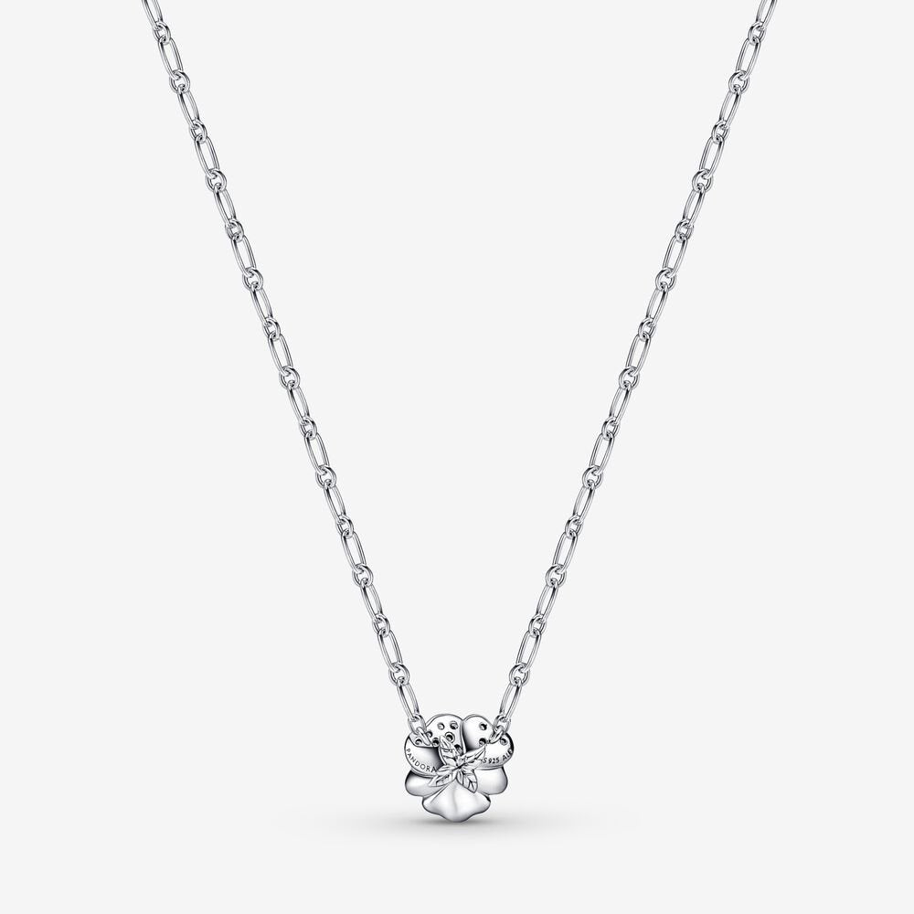 Blue Pansy Flower Pendant Necklace - Image 2