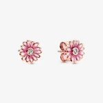 Pink Flower Stud Earrings