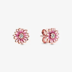 Pink Flower Stud Earrings