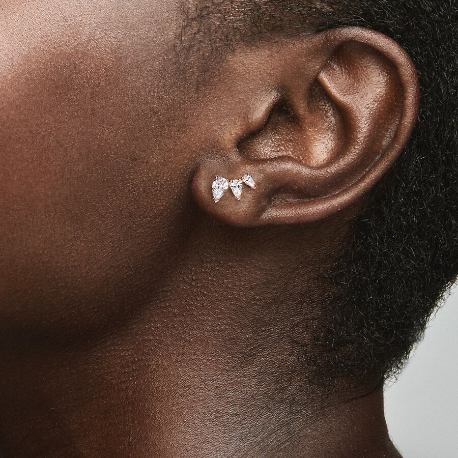 Sparkling Pear Stud Earrings - Image 2
