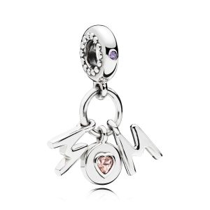 Perfect Mom Dangle Charm - Soft Pink & Lilac Crystal