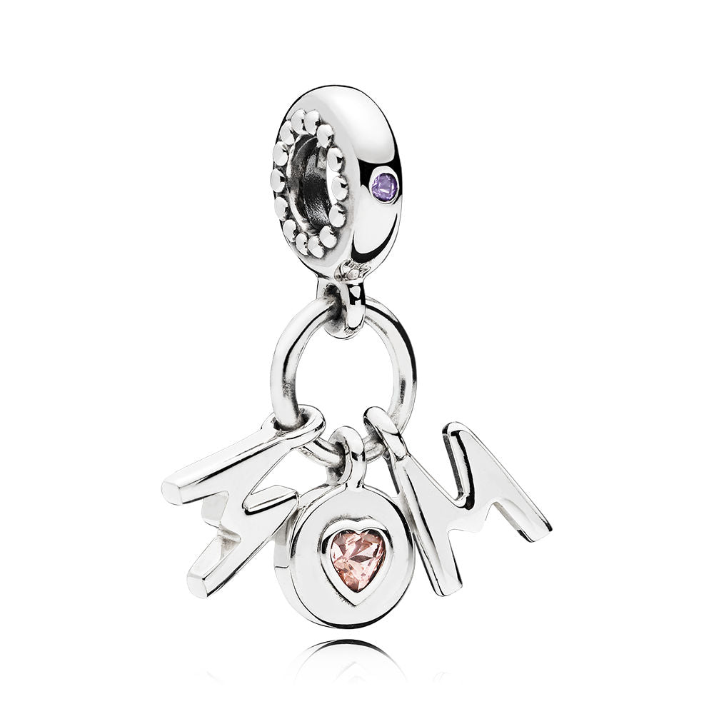 Perfect Mom Dangle Charm - Soft Pink & Lilac Crystal
