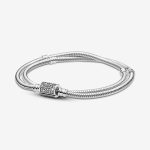 Double Wrap Barrel Clasp Snake Chain Bracelet
