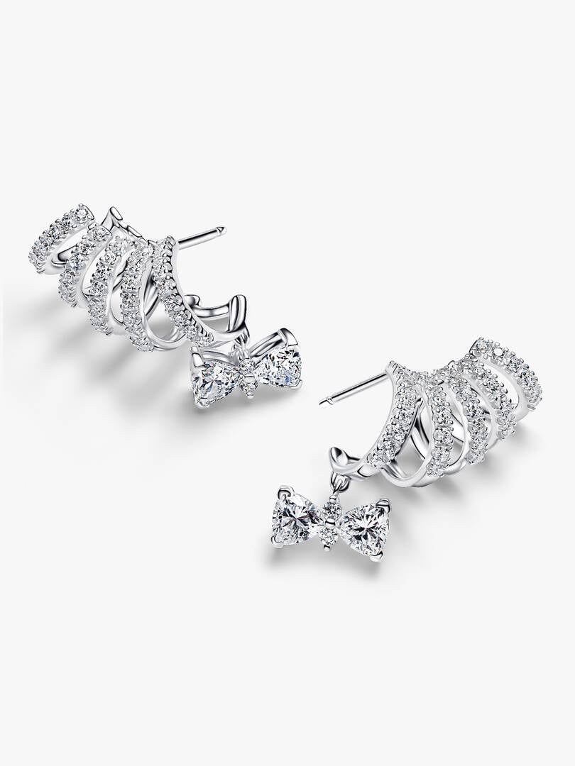 Sparkling Bow Climber Earrings - Image 2