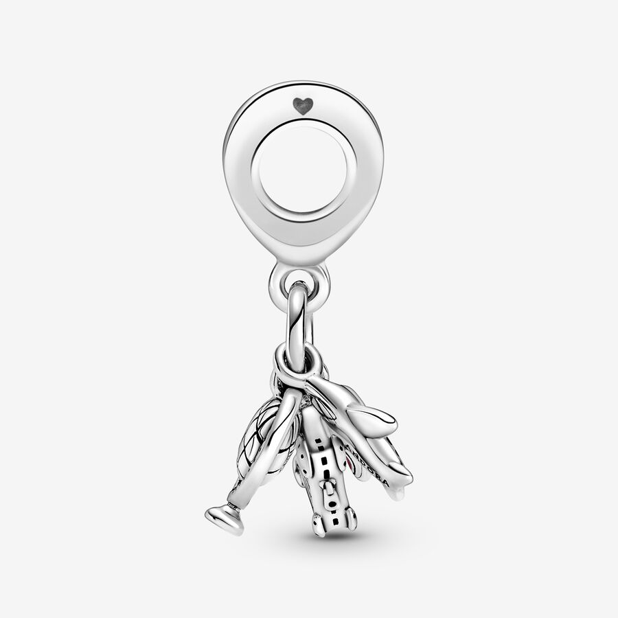Airplane, Globe & Suitcase Dangle Charm - Image 3