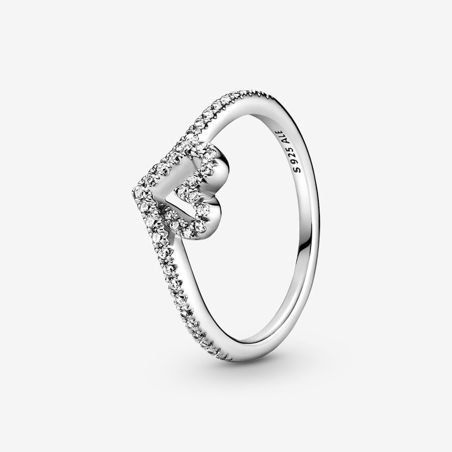 Sparkling Wishbone Heart Ring - Image 2