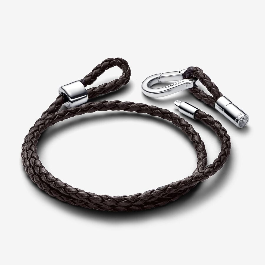 Moments Brown Braided Double Leather Bracelet - Image 2