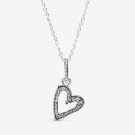 Sparkling Freehand Heart Pendant Necklace