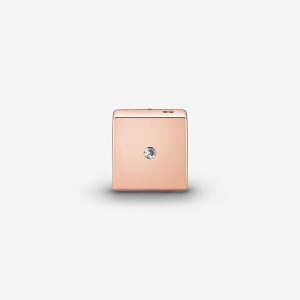 Sparkling Dice Charm Rose gold plated