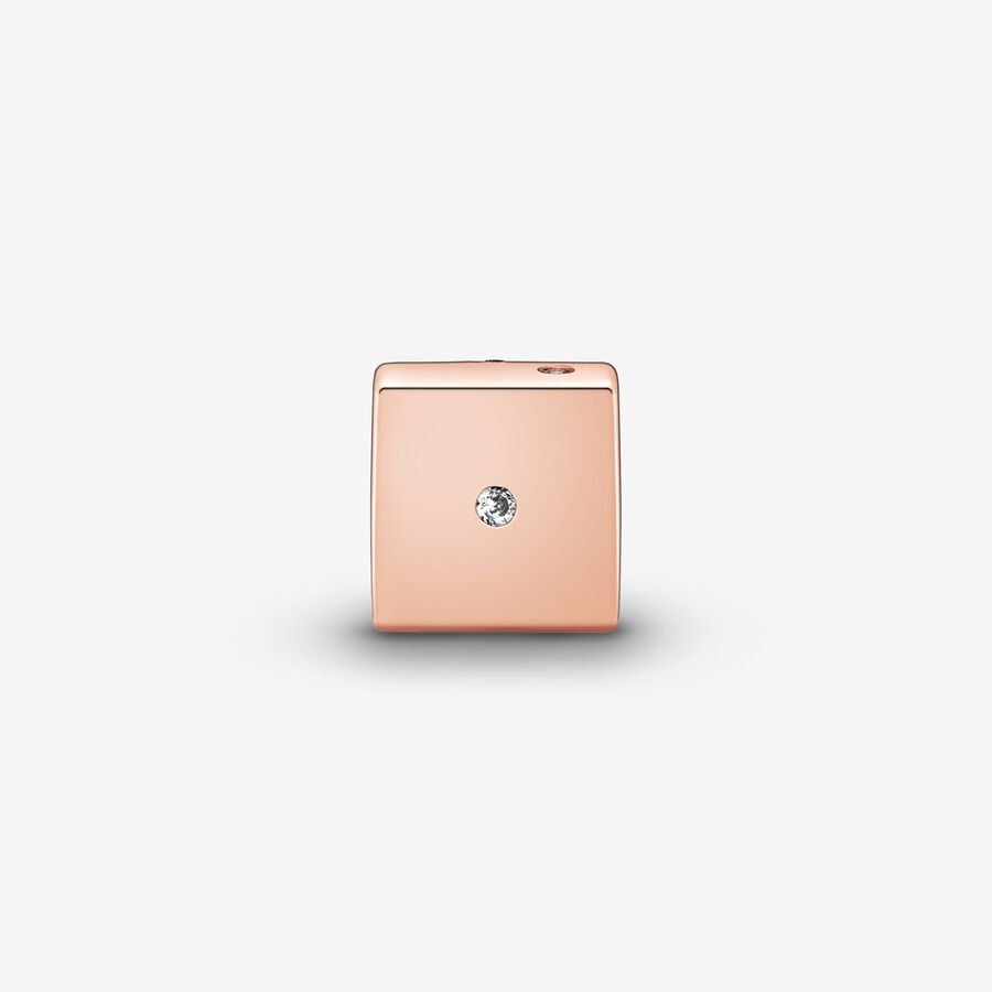 Sparkling Dice Charm Rose gold plated