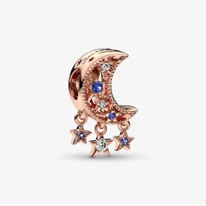 14k Rose Gold-Plated Star & Crescent Moon Charm
