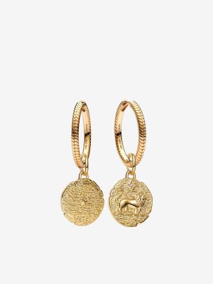 Lion Medallion Charms Earrings