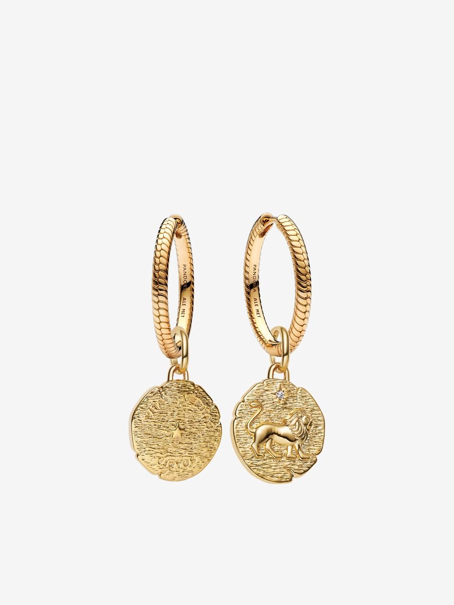 Lion Medallion Charms Earrings