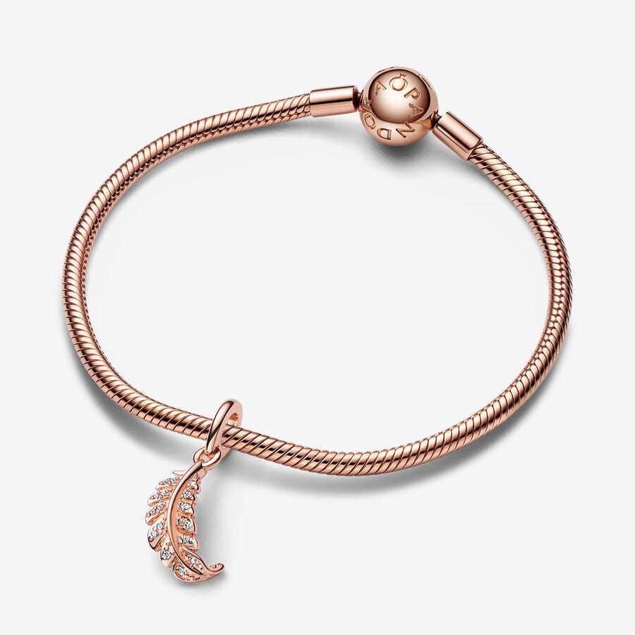 Floating Curved Feather Dangle Charm - Image 2