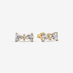 Sparkling Bow Stud Earrings-Gold plated
