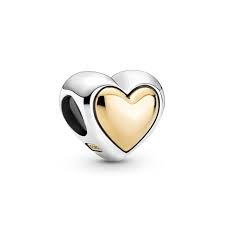 Domed Golden Heart Charm with 14K gold