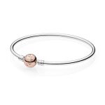 Sterling Silver with Rose Clasp Bangle