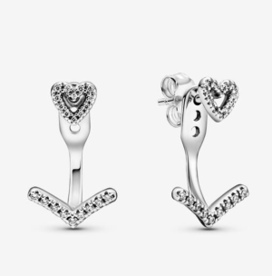 Sparkling Wishbone Heart Earrings