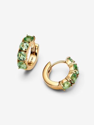 Green Hoop Earrings