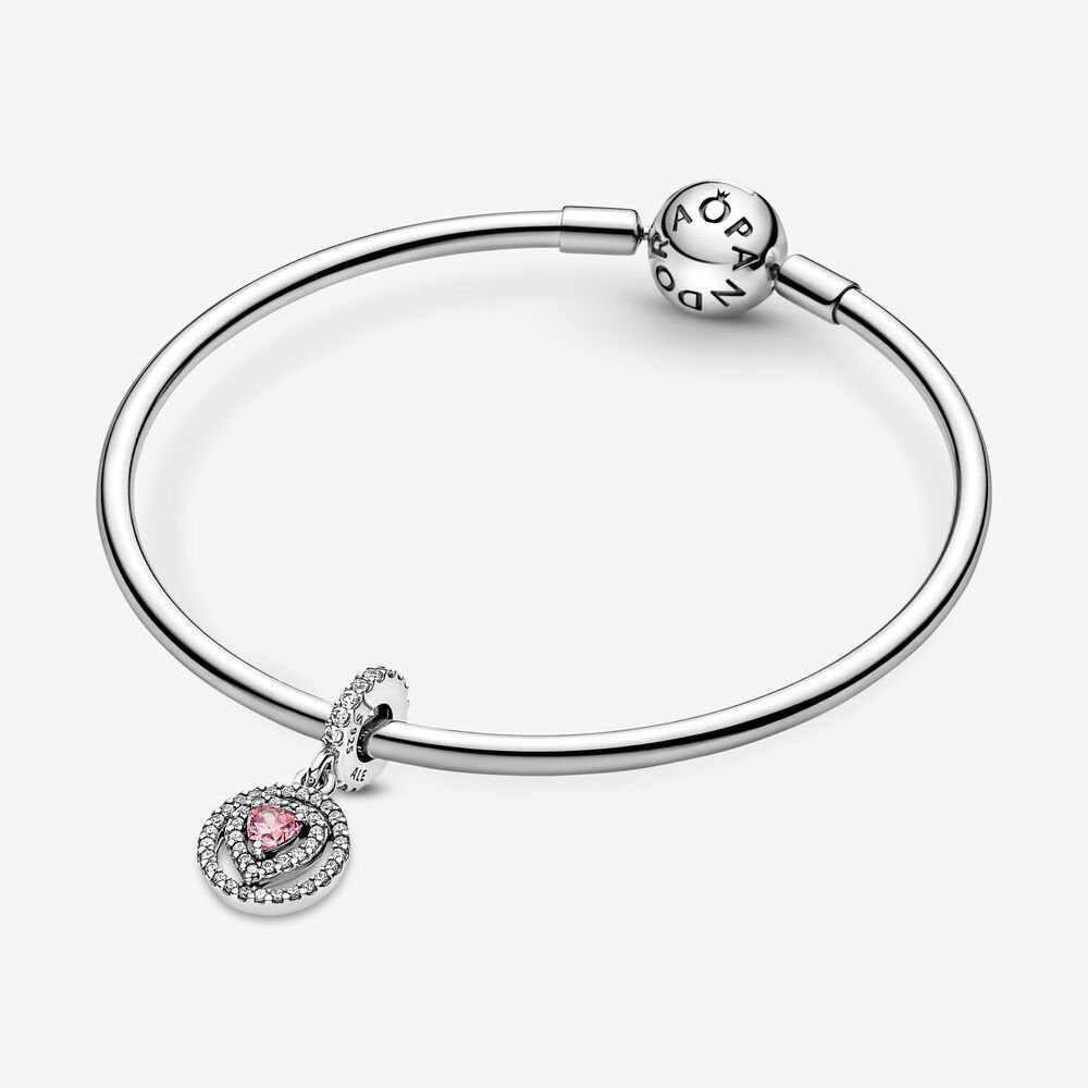 Sparkling Double Halo Heart Dangle Charm - Image 4