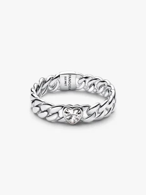 Heart Cuban Chain Ring