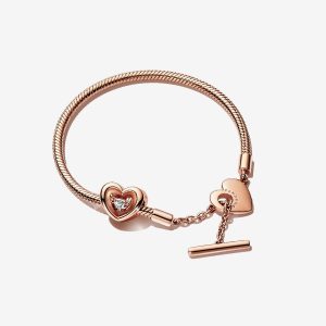 Heart T-Bar Bracelet and Radiant Heart Charm Set