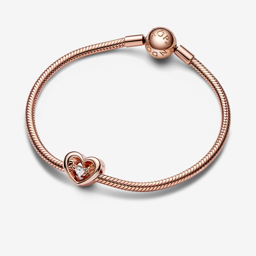 Plated Radiant Heart & Floating Stone Charm - Image 3