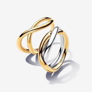 Infinity Pearl Intwined Stacking Ring Set
