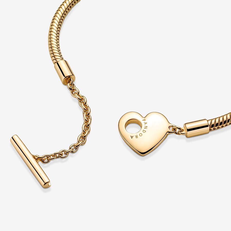 Moments Heart T-Bar Snake Chain Bracelet - Image 4