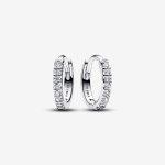 Sparkling Huggie Hoop Earrings-Sterling silver