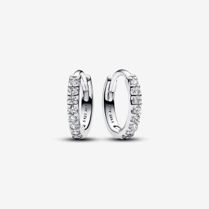 Sparkling Huggie Hoop Earrings-Sterling silver