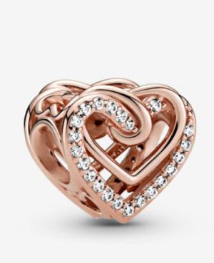 Sparkling Entwined Hearts-Rose