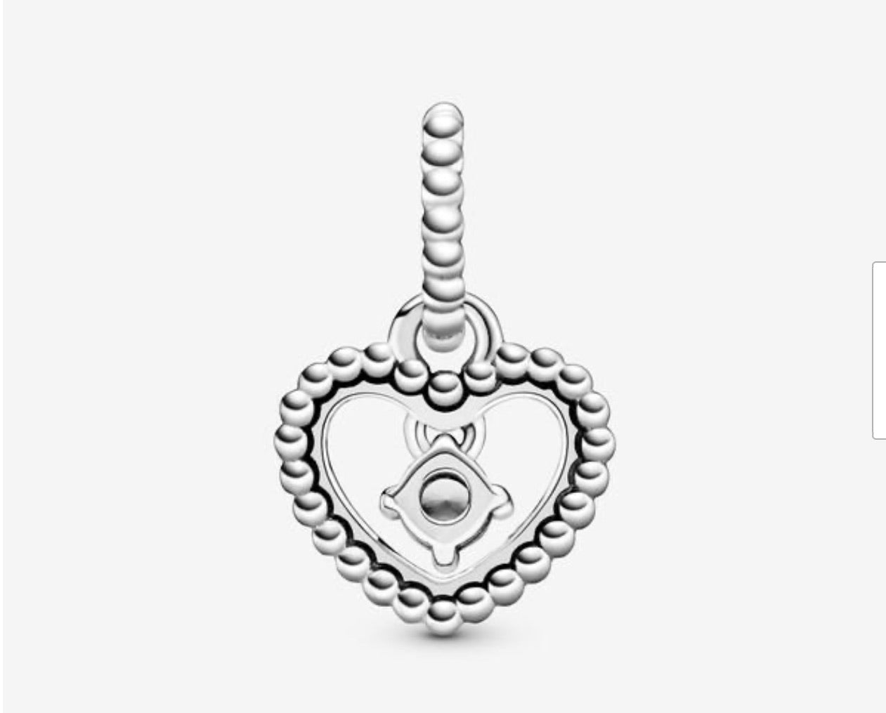 Milky White Beaded Heart Dangle Charm (April) - Image 3