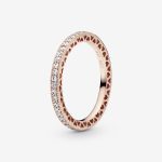 Sparkle & Hearts Ring Rose gold plated