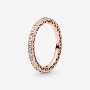Sparkle & Hearts Ring Rose gold plated
