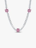 Pink Flower Tennis Necklace