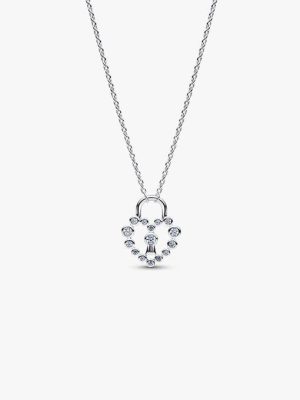 Sparkling Heart Padlock Pendant Necklace