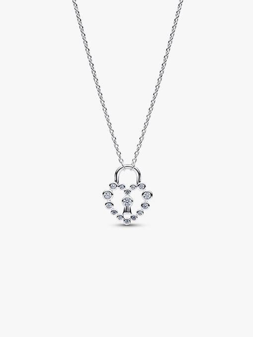 Sparkling Heart Padlock Pendant Necklace