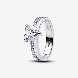 Dubbele Band Ring Met Hart