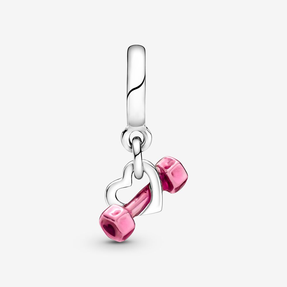 Dumbbell & Heart Dangle Charm - Image 3
