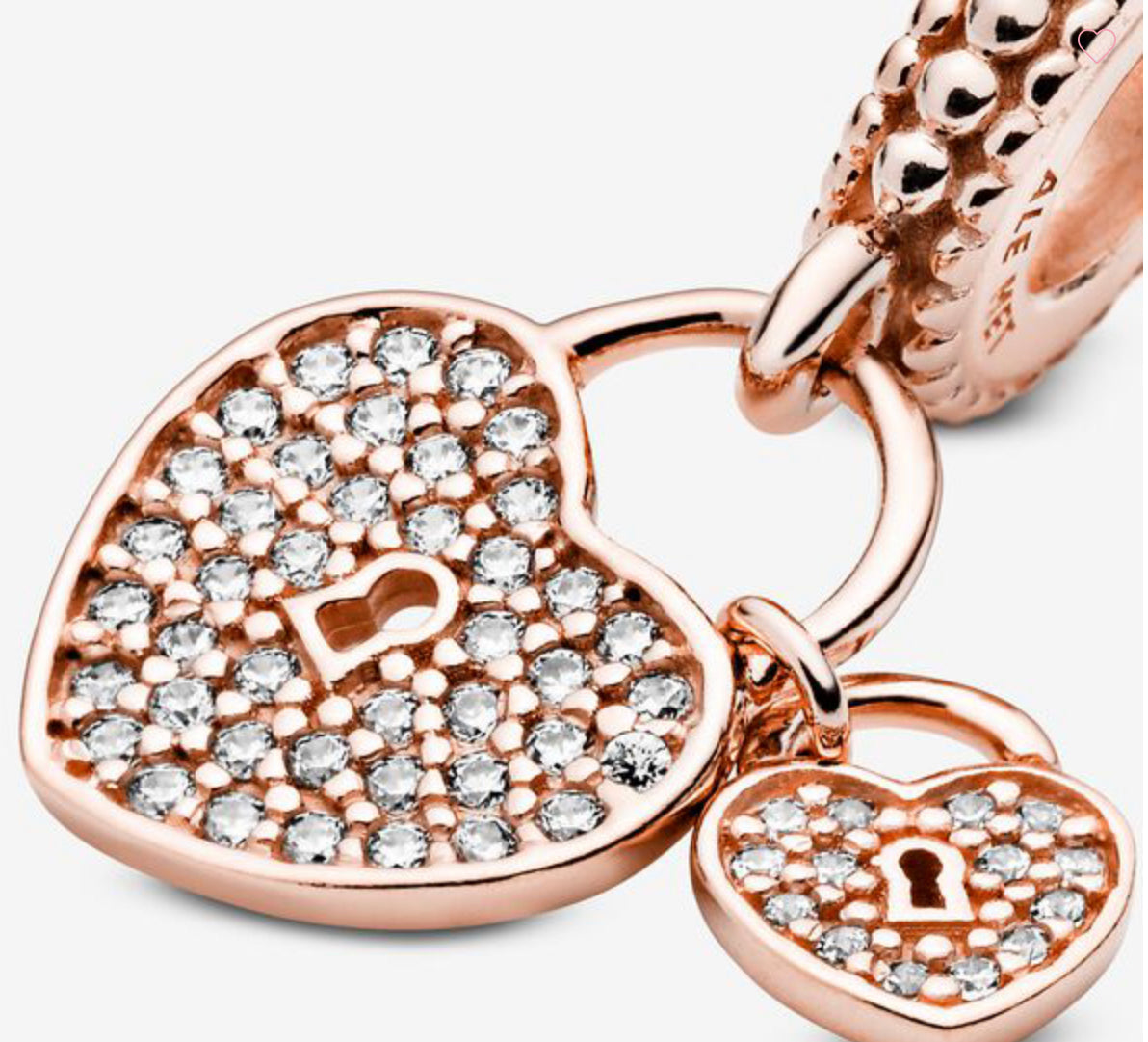 Pavé Heart Padlocks Dangle Charm - Image 3